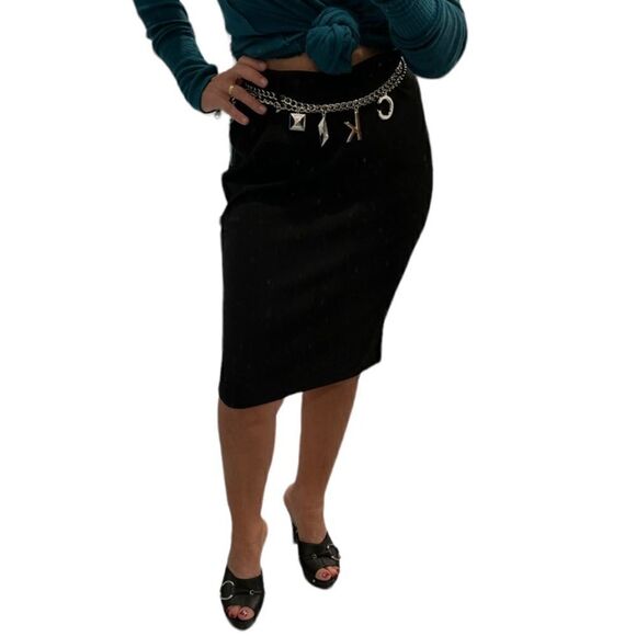 Calvin Klein Black Pencil Belted Skirt.Size 6 - Picture 1 of 14